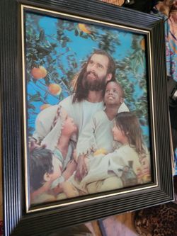 Framed Jesus with Children Religious Print
