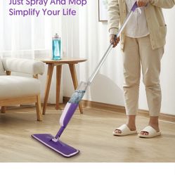 MEXERRIS Microfiber Spray Mop for Floor Cleaning - Hardwood Floor Mop Spray 360°Rotatable with 2 Refillable Bottle Wet Dry Floor Cleaning Mop for Lami