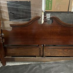 Make Offer King Size  Cherry Wood Post Bed Frame