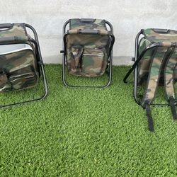 Camouflage Backpack Cooler Chairs, Set of 3, NEW NEVER USED