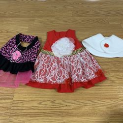 2 Small Holiday Dog Dresses And A Shrug