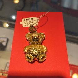 Gold Bear Pendent 14k