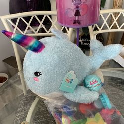 Young Girls Mixed Lot Of Items LOL OMG Surprise, Narwhal Plush Animal, Girls Night Lite