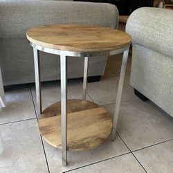 Berwyn Large Round End Table Metal And Wood Brown