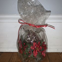 Christmas candle holiday gift holly red green holly poinsettia floral new friend