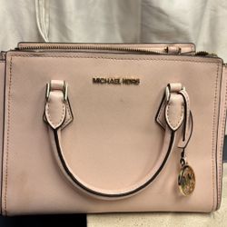 Michael Kors Blush Pink Saffiano Leather Satchel w/ Crossbody Strap — Good Condition