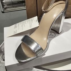 8.5 Silver Woman High Heels Dress Shoes New