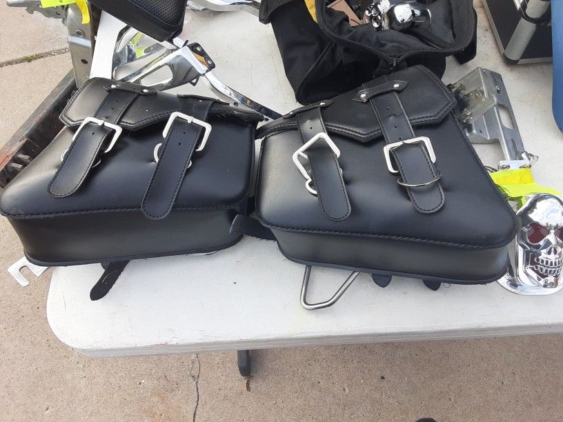 Brand New Never Used Motorcycle  Bags And 3 Helmets 