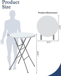 Folding Round Table, 32in Cocktail Table, High Top Table with Removable Legs, Foldable Bar Tables, Pub Tables for Weddings, Parties,Patio, Business Ev