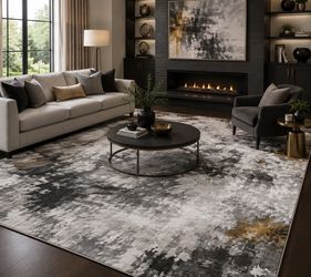 8x10 Area Rugs carpet Rugs Abstract design thick colors gray black