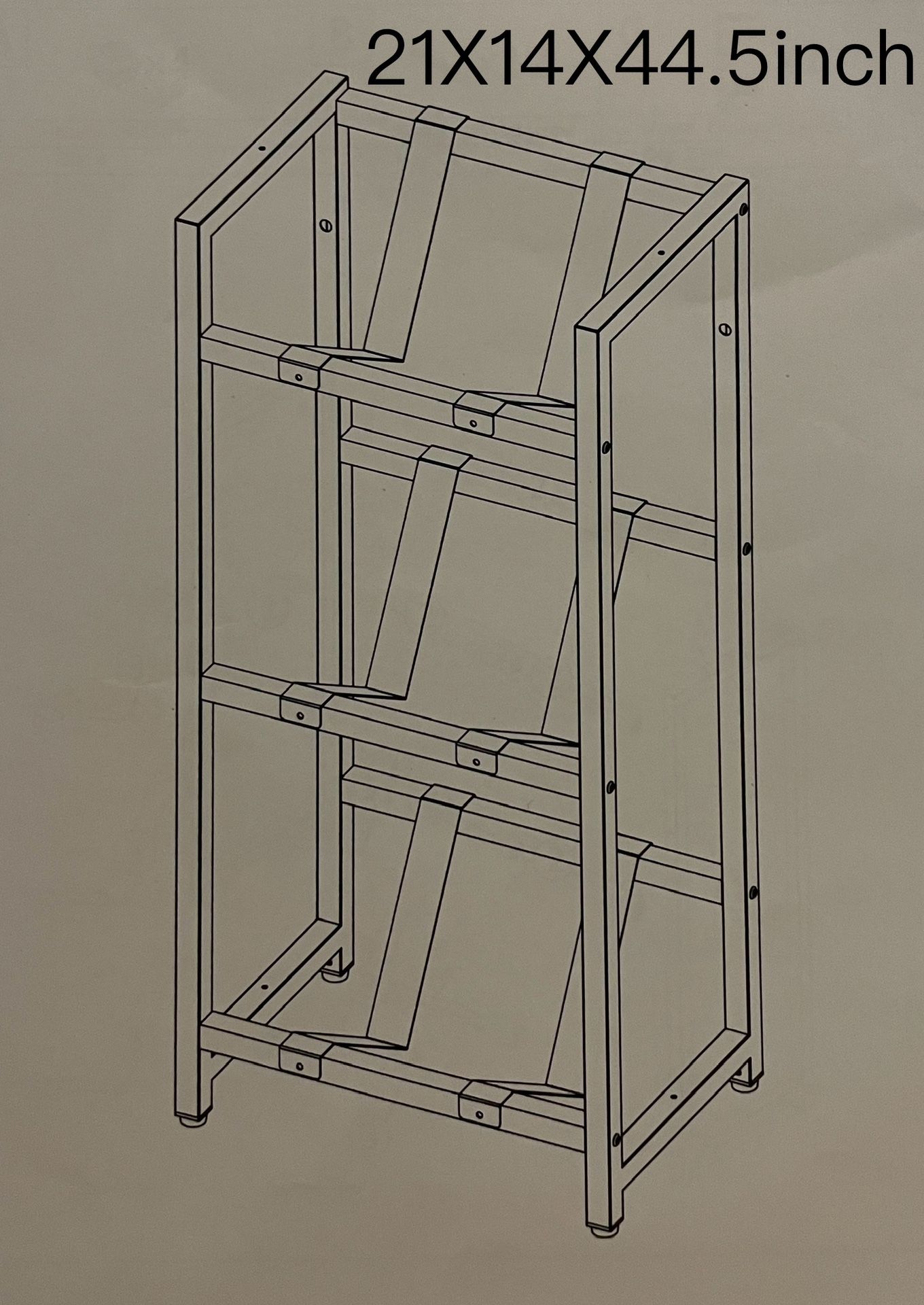 Metal Shelves, 21X14X44.5 inch, Black & White