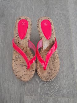 High Heeled Pink Flip Flops
