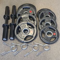 Brand New Loadable Olympic Adjustable Dumbbell Handles + 66 Lbs Weight Plates, Home Gym Equipment 