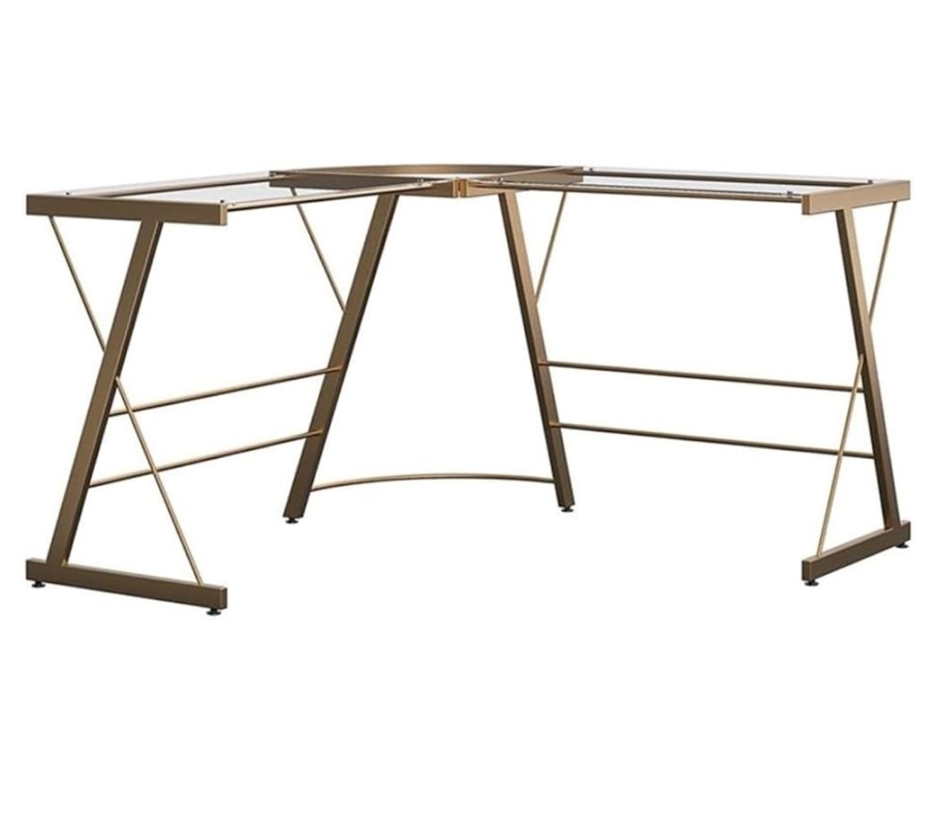 Glass Gold Computer Table