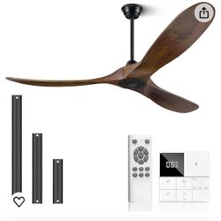 Eliora Ceiling Fan without Light, 52" Wood Ceiling Fan no Light with Remote Wall Switch, Outdoor Ceiling Fan for Patio, Porch, Bedroom, 6 Speed, Quiet