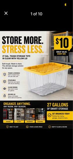 Stackable storage bins clear heavy duty 27 gal