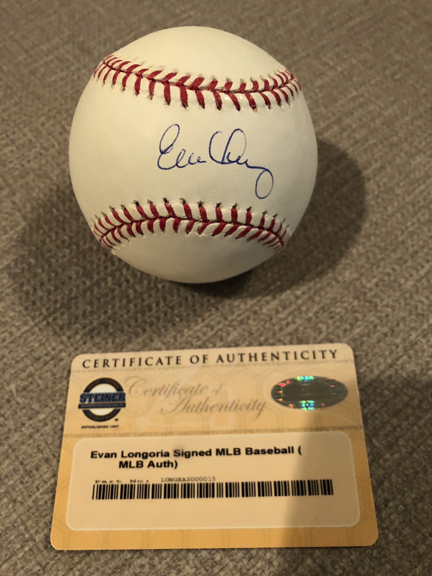 Evan Longoria autographed baseball.