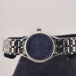 Charisma Women's Silver Tone Japan Movt Quartz Watch Metallic Blue Dial Link