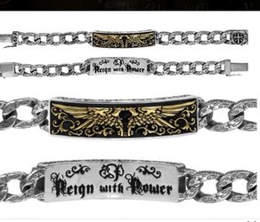 Men’s chain sterling silver chrome heart bracelet