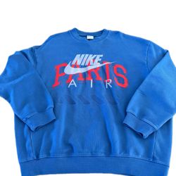 Nike Air Paris Blue Fleece Crew Neck Sweatshirt Men's S Relaxed Fit Embroidered