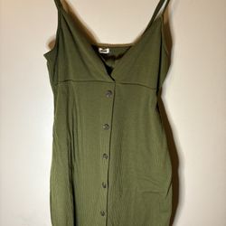 Garage Olive Green Tie-front Dress