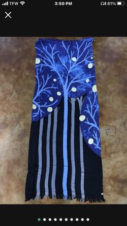 Night Forest Pattern Organic Bamboo Scarf Designer Designed by ZulaStudios