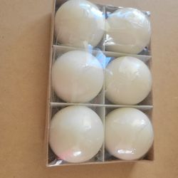 6 Round Ball Shaped Candles  Ivory Unscented - 2.5 inch each