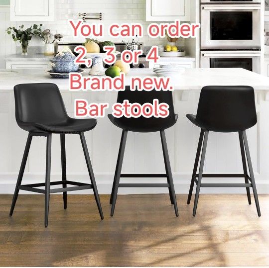 $30 each. 24 inch Counter Stool Modern Bucket Barstool, Faux Leather, Black