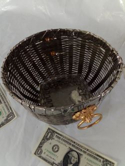 Heavy Woven Basket with Gold Plated handles