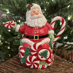 Fitz And Floyd Peppermint Santa Teapot