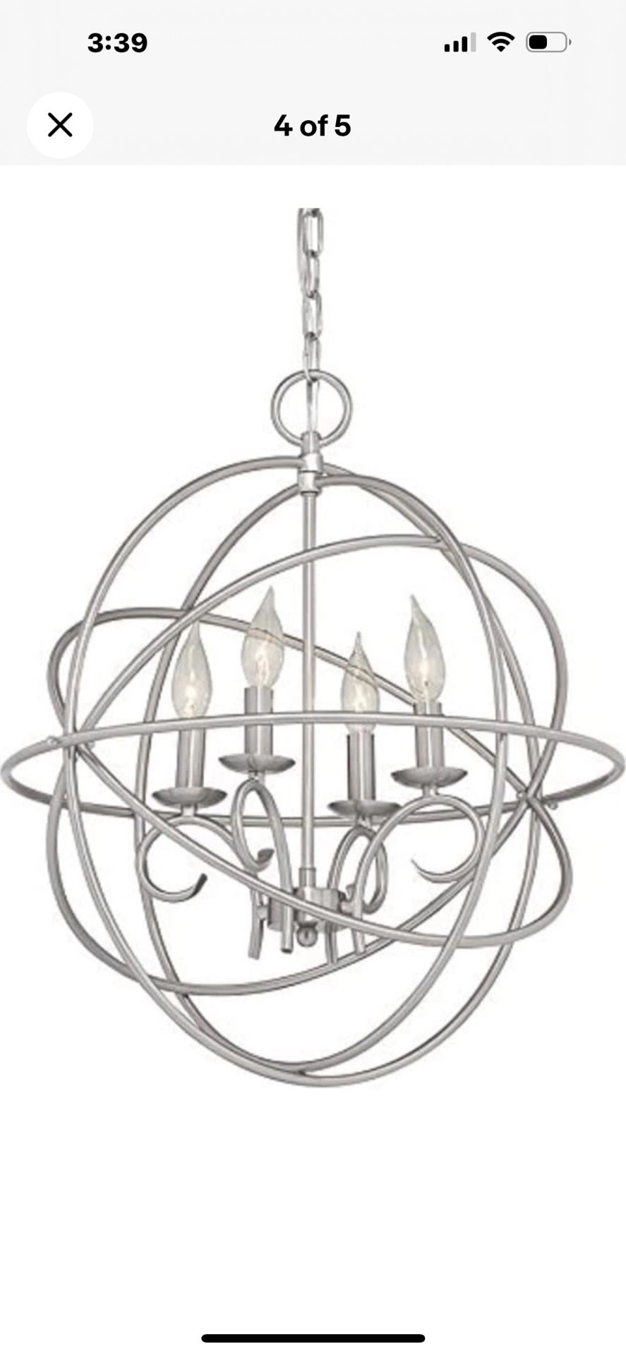 Brand New Kichler 19”L*22” W Vivian 4-Light Brushed Nickel Modern/Cage Chandelier