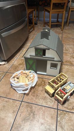 Wooden toy barn house