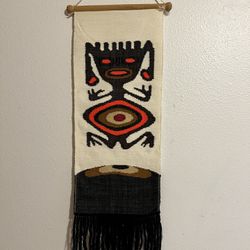 Vintage wall wool tapestry, South America, 1970s / textile hanging aztec boho chic bohemian folk rug modern mexico incas maya
