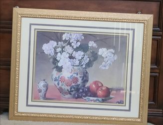 Semi-large watercolor painting in beautiful gold frame