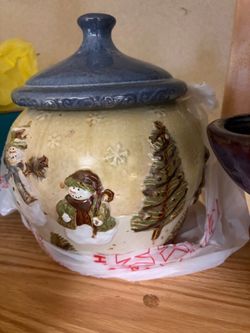 Christmas Snowman Ceramic Cookie Jar with Lid