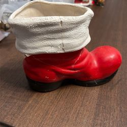 Vintage Christmas Ceramic Santa Boot