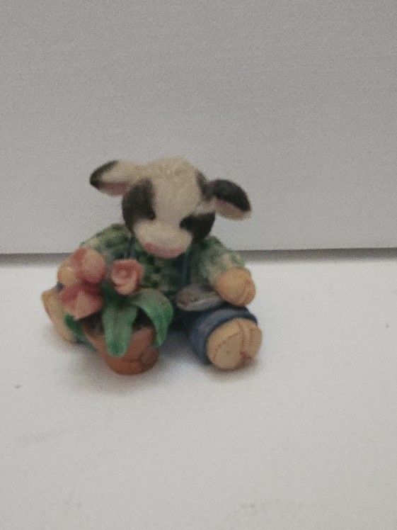 Vtg Mary's Moo Moos "Bloom Where You Are Planted" Enesco (1994) Figurine #104914