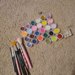 Acrylic glitters and brushes bundle