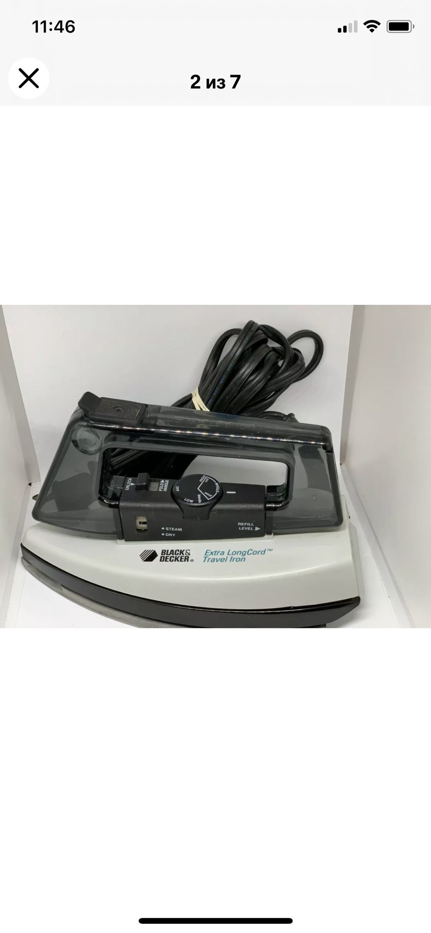 Black & Decker Travel Iron Extra Long Cord F48BP- Steam & Dry Vintage Works!