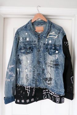 Men’s denim tear jean jacket/jeans￼