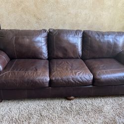 Beautiful Soft Leather Couch Plus Two Match Chair & 1/2 