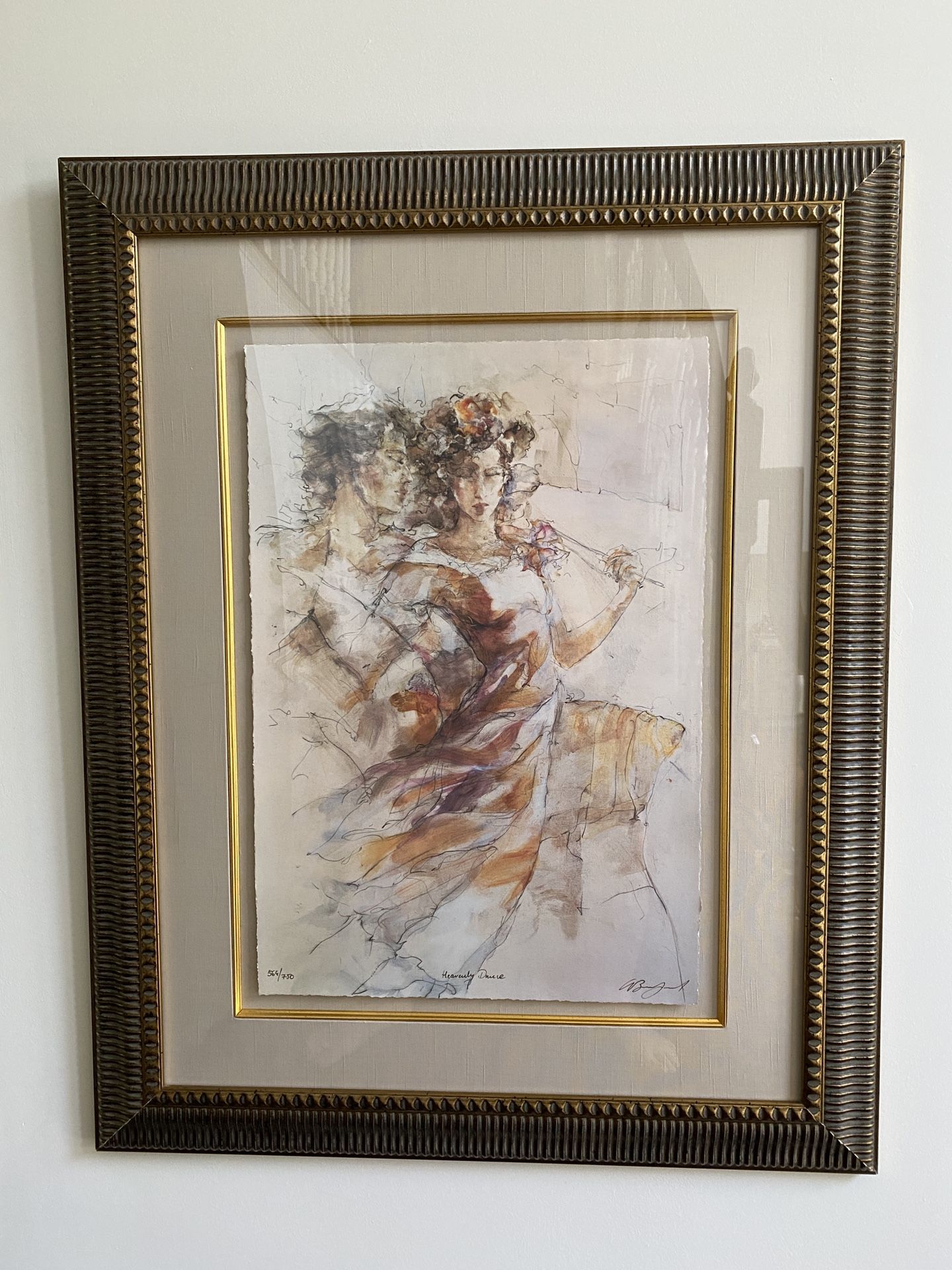 Gary Benfield Signed Heavenly Dance 2004 Serigraph on Wove Paper 25x17” 569/760 Glass Framed 38x30”