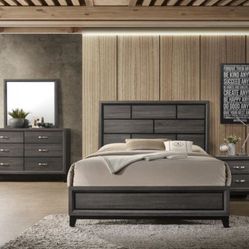 Queen Bed Frame. Dresser. Mirror And One Nightstand 