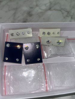 Sterling Silver Diamond Stud Earrings 4mm 6mm