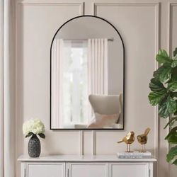 Large Arched Black Classic Accent Mirror (39 in. H x 26 in. W
