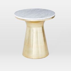 Marble-topped Pedestal Side Table