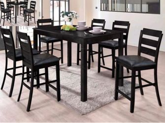 High Dining Set 7pcs Color Espresso