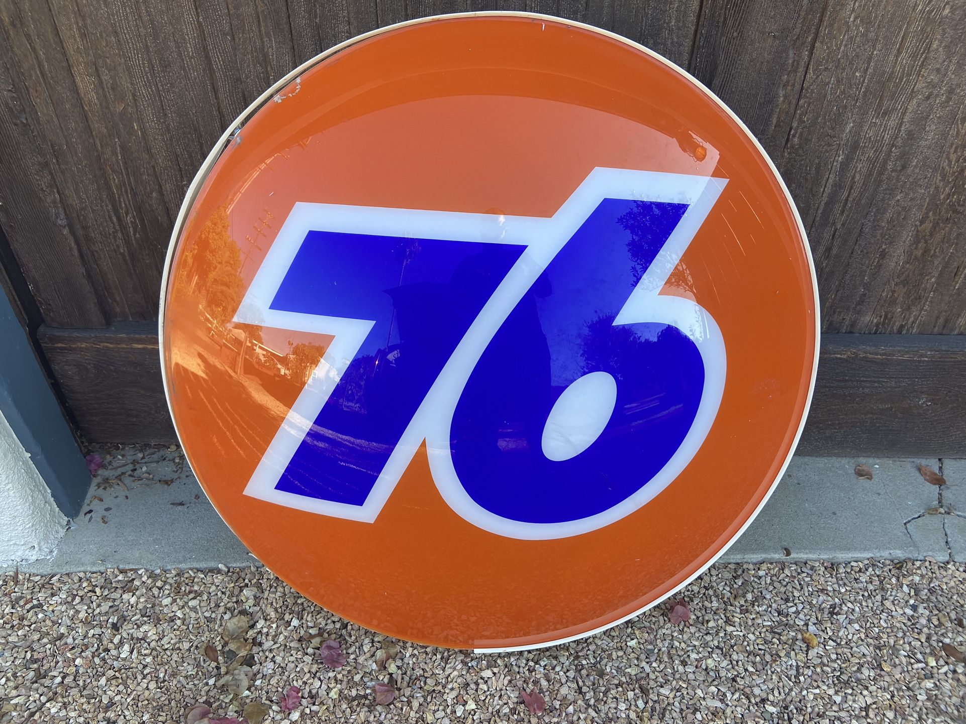 Original Vintage Union 76 Lighted Advertising Sign Approx 3 Feet Diameter