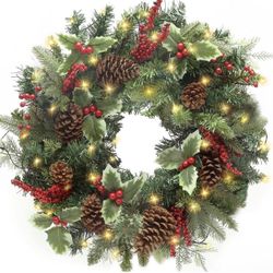 Large Light-Up Christmas Wreath 
