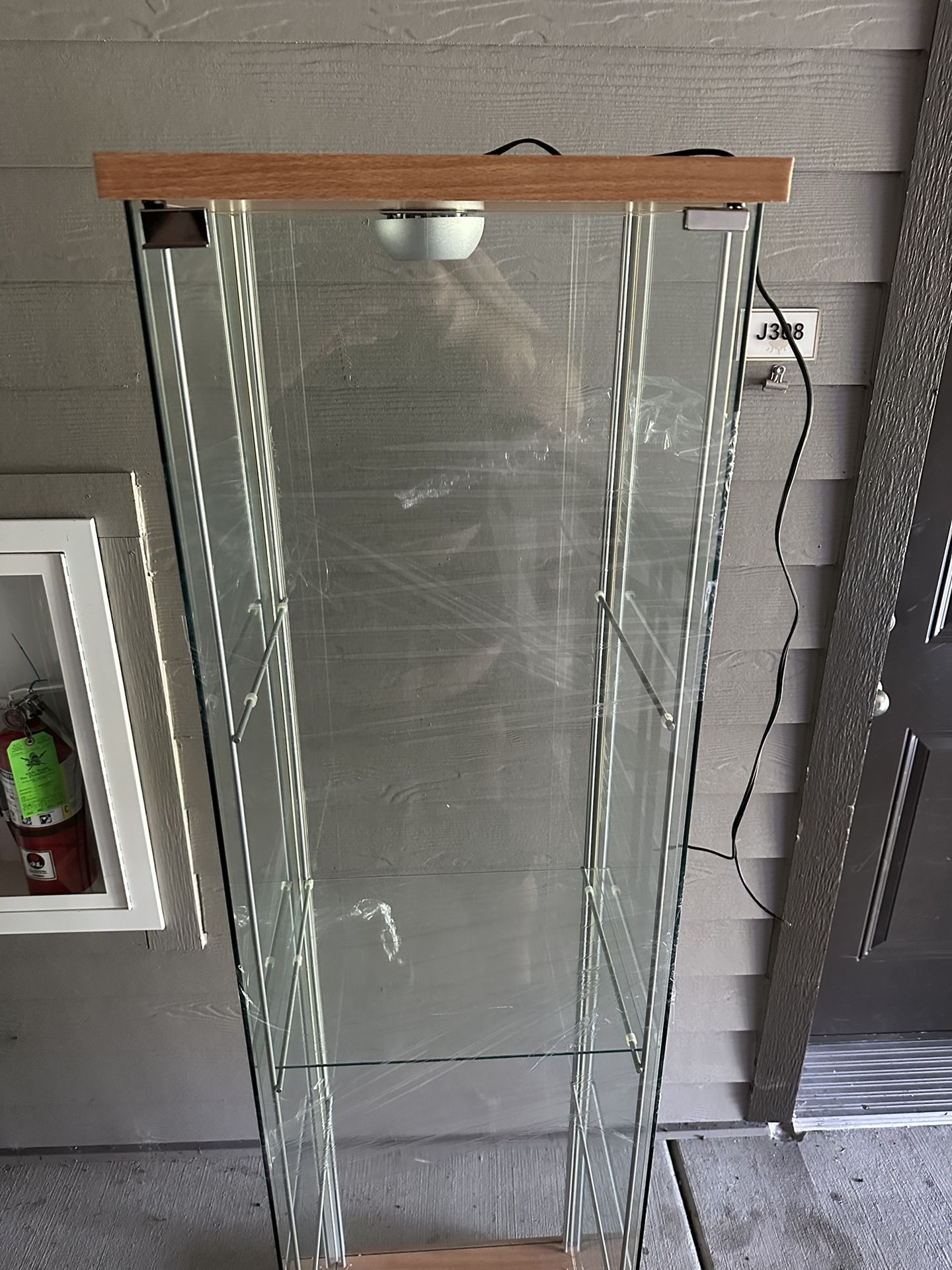 IKEA DETOLF Glass-door cabinet, black-brown, 16 3/4x64 1/8 